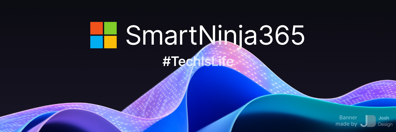 An abstract graphic with the text 'SmartNinja365' displayed, along with the #TechIsLife hashtag